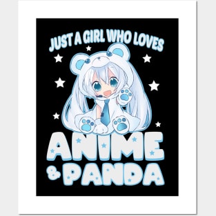 just a girl who loves anime and panda chibi anime Posters and Art